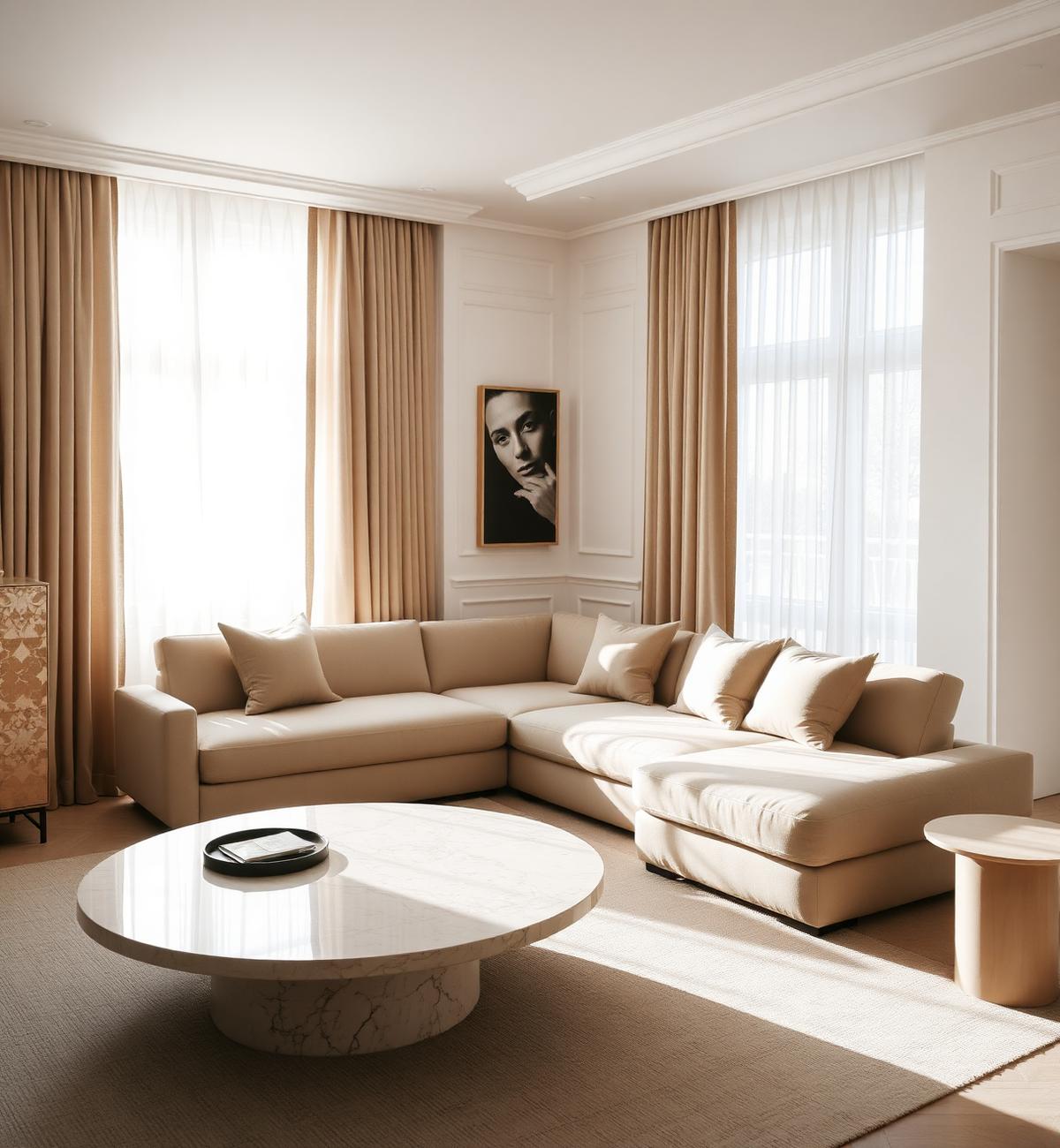 Elegant minimal living room styled by Taksha Interiors