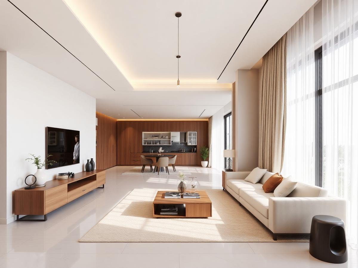 Open Plan Apartment Render — 3D Visualization interior project in Kahilipara, Guwahati